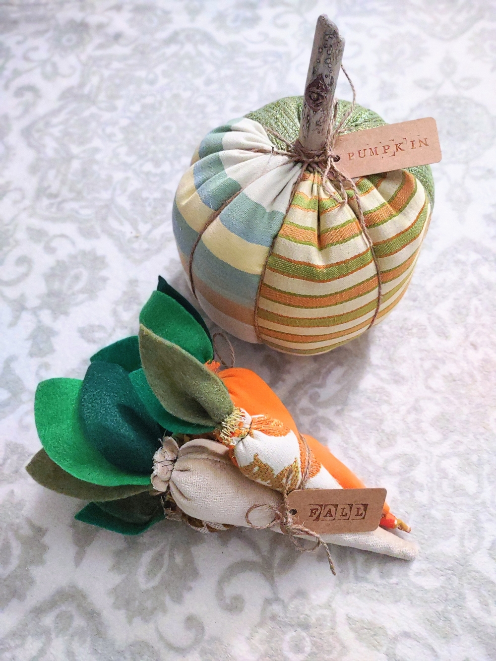 Fall Harvest Pumpkin & Carrots Bundle Primitive Rustic Shabby Chic Decor